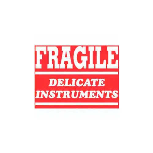 Paper Labels w/ "Fragile Delicate Instrument" Print, 4"L x 3"W, Red & White, Roll of 500