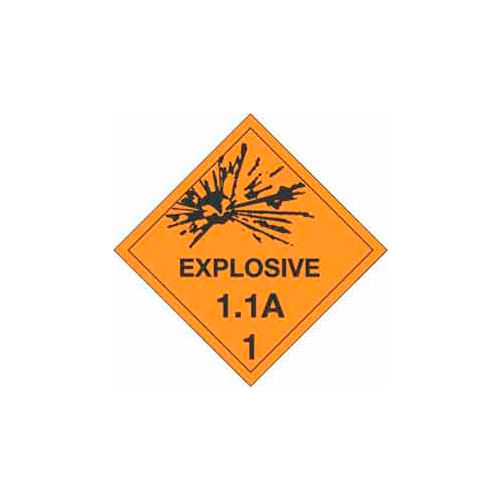 "1.1 Explosive A" Hazard Class 1 Labels, 4"L X 4"W, Orange & Black ...