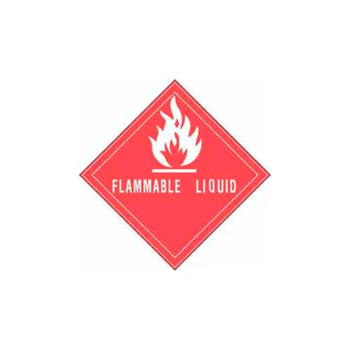 Paper Labels w/ "Flammable Liquid" Print, 4"L x 4"W, Red & White, Roll of 500
