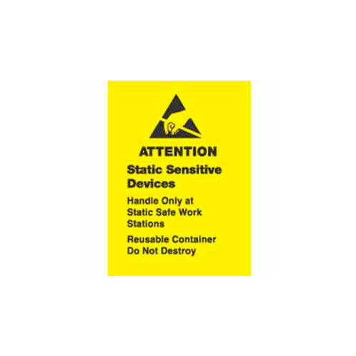 "Attention Static Sensitive Devices" Labels, 1-1/2"L x 1"W, Yellow & Black, Roll of 500