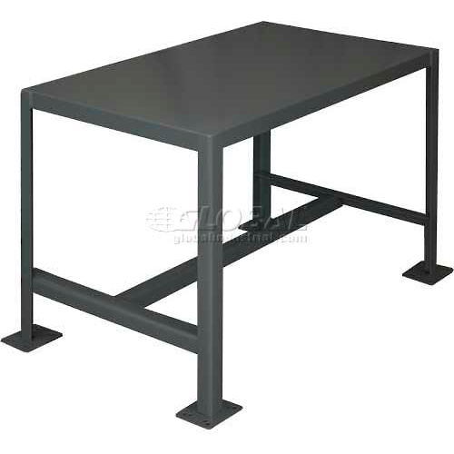 Durham Mfg. Stationary Machine Table W/ Shelf, Steel Square Edge, 48"W x 24"D x 42"H, Gray