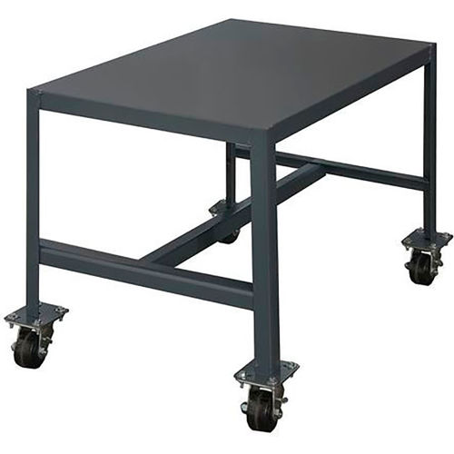 Durham Mfg. Mobile Machine Table W/ Shelf, Steel Square Edge, 24"W x 18"D x 42"H, Gray