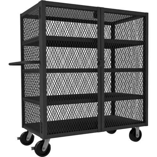 Durham Mfg® Mesh Truck w/ 3 Fixed Shelves, Steel, 2000 lb. Cap., 66-1/2 ...