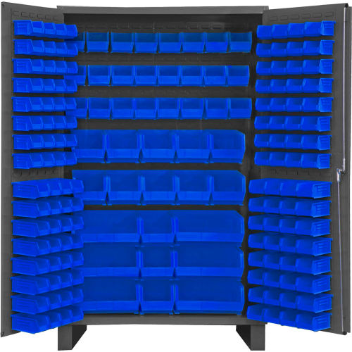Durham Storage Bin Cabinet JC-171-5295 - 171 Blue Hook-On Bins 48"W x 24"D x 78"H