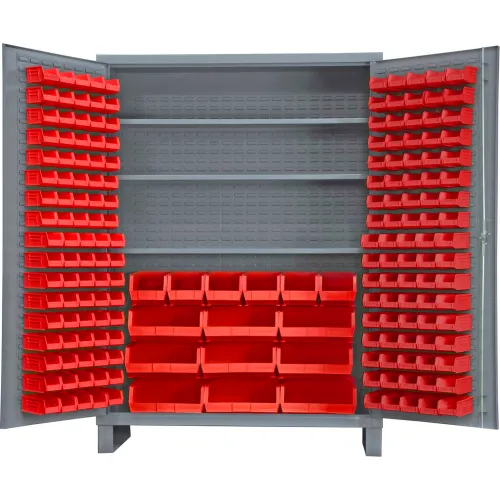 Durham Storage Bin Cabinet SSC-185-3S-1795 - 185 Red Hook-On Bins 3 Adj ...