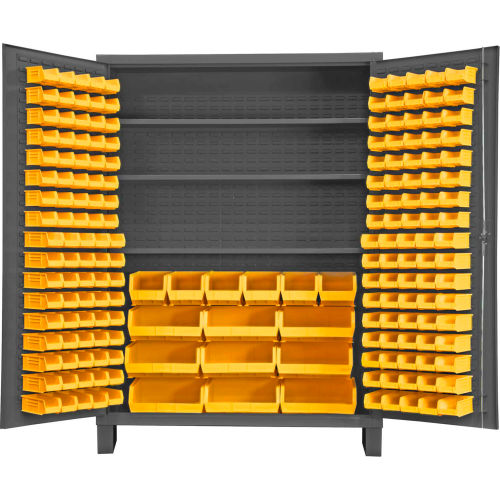 Durham Storage Bin Cabinet SSC-185-3S-95 - 185 Yellow Hook-On Bins 60&quot;W x 24&quot;D x 84&quot;H