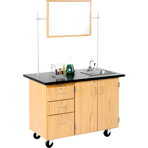 Diversified Spacesu2122 Mobile Microscope Storage Cabinet, 48w X 24d X 40 Black Oak
