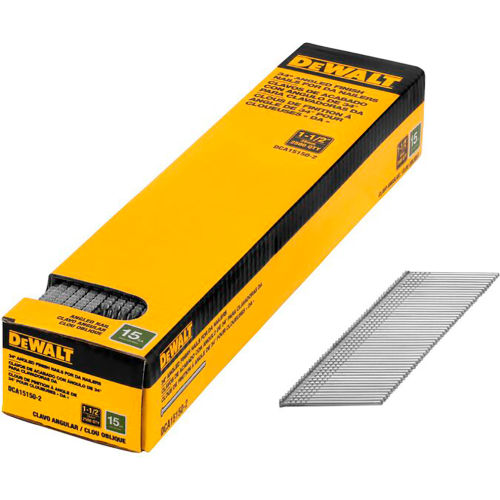 DeWalt 15 Gauge 11/2" DA Style Angled Finish Nail, 2500/Qty