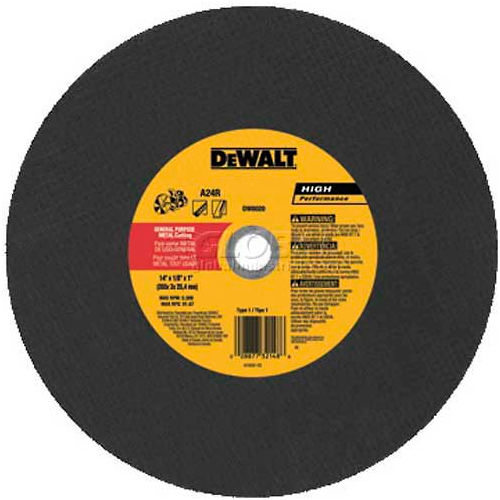 DeWalt DW8020 High Speed Metal Cutting Wheel 14&quot; DIA.1/8&quot; Thick  24 Grit Aluminum Oxide - Pkg Qty 10