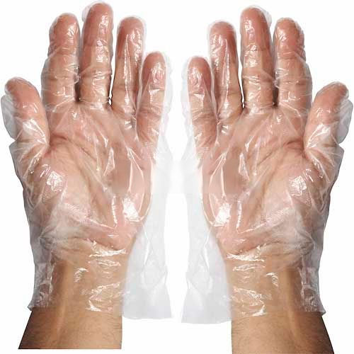 Winco GLP L Disposable Plastic Food Service Gloves, Large, Clear, 500