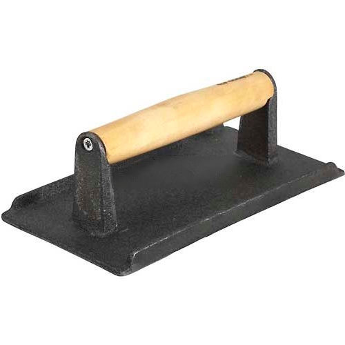 Winco SWA2 Steak Weight, 81/4"L, 41/4"W, Wood Handle, Cast Iron