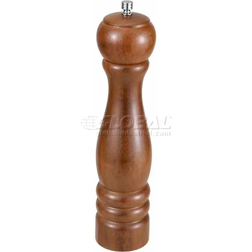 Winco WPM-10 10" Rubberwood Wood Pepper Mill / Zinc Alloy Grinder - Thumbnail 5