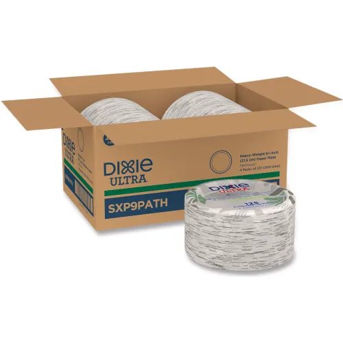 AJM Packaging 9” Paper Plates – 100/Pack, 10 Packs/Case – PP9GREWH