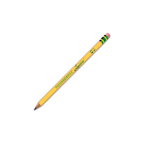 Dixon® Ticonderoga Laddie Woodcase Pencil With Eraser, Yellow Barrel, Dozen