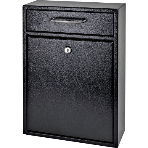 Mail Boss Epoch Wall Mount Locking Drop Box 7412 11-1/4"W x 4-3/4"D x 16-1/4"H Black