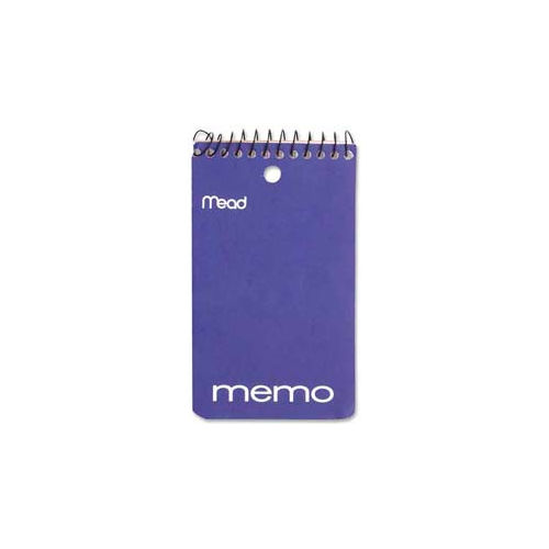 Mead&#174; Coil Memo Notebook, 3&quot; x 5&quot;, College Ruled, Top Wirebound, White, 60 Sheets/Pad