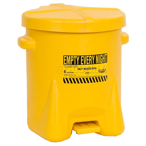 Eagle 6 Gallon Poly Waste Can W/ Foot Lever, Yellow - 933FLY