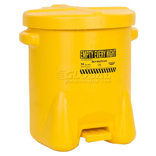 Eagle 14 Gallon Poly Waste Can W/ Foot Lever, Yellow - 937FLY