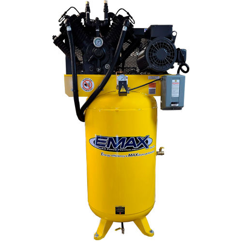 EMAX ES07V080V1, 7.5HP, Two-Stage Compressor, 80 Gallon, Vertical, 175 ...