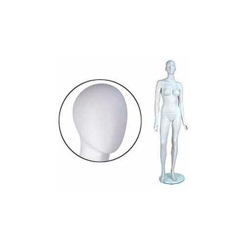 Fem. Mannequin - Oval head, Arms by Side, Right Leg Forward - Cameo White