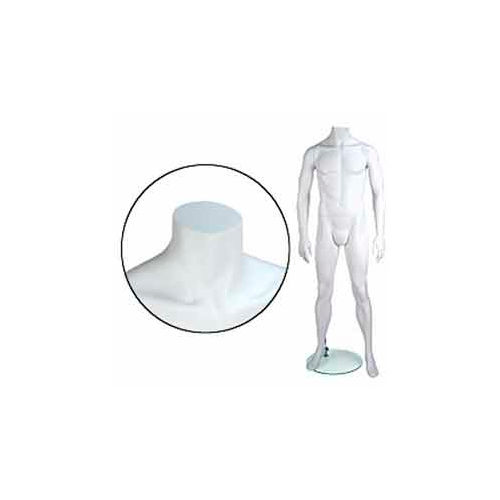 Male Mannequin - Headless, Arms by Side, Legs Bent - Cameo White
