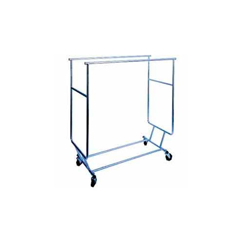 Collapsible Rolling Garment Rack RCS-3 w/ Double Rail Round Tubing - Chrome
