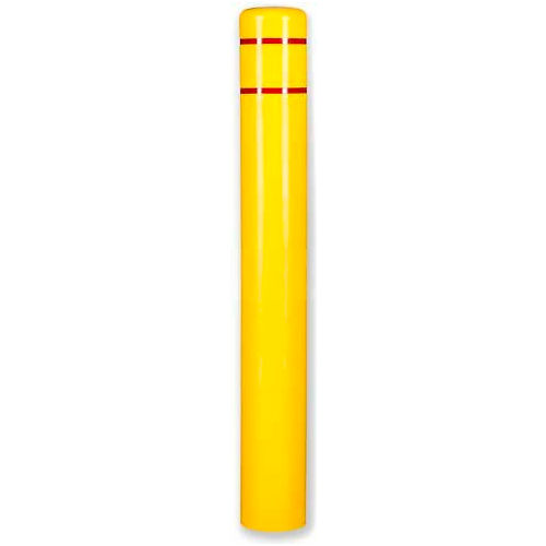 Post Guard® Bollard Cover 3507R, 10-7/8"Dia. X 60"H, Yellow W/Red Tape