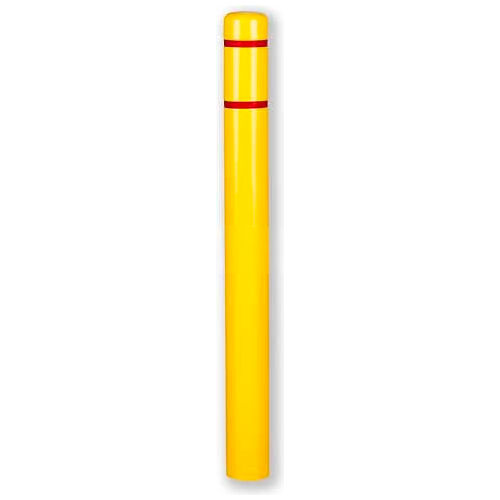 Post Guard&#174; Bollard Cover CL1385D, 4-1/2&quot;Dia. X 52&quot;H, Yellow W/Red Tape