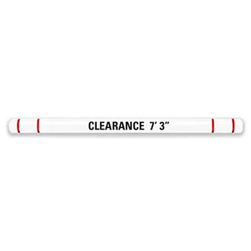 Height Guard™ Clearance Bar, 7"D x 120"L, White w/Red Tape, Graphics