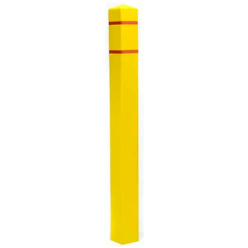 Post Guard&#174; Bollard Cover SQN655YR, 6.5&quot;Dia. X 55&quot;H, Yellow W/Red Tape, Square