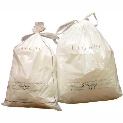 Laundry Bags W/ Draw Tape Closure, 18"W x 19"L, .9 Mil, White, 1000/Pack