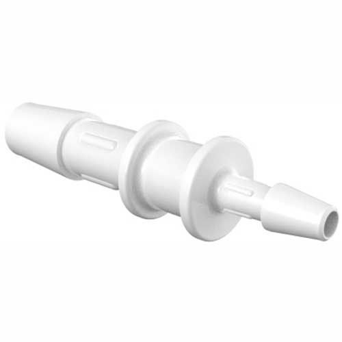Eldon James 1/4&quot; to 1/8&quot; Barbed Reduction Coupler, White Polypropylene