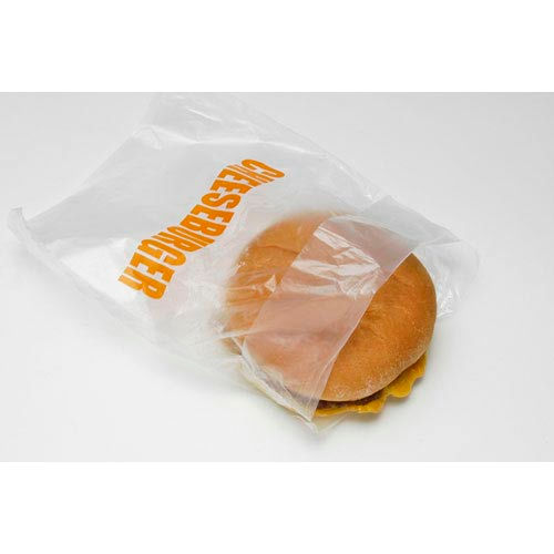 Cheeseburger Bags W/ Print On Saddle Pack, 6-1/2&quot;W x 7&quot;L, .5 Mil, Clear, 2000/Pack