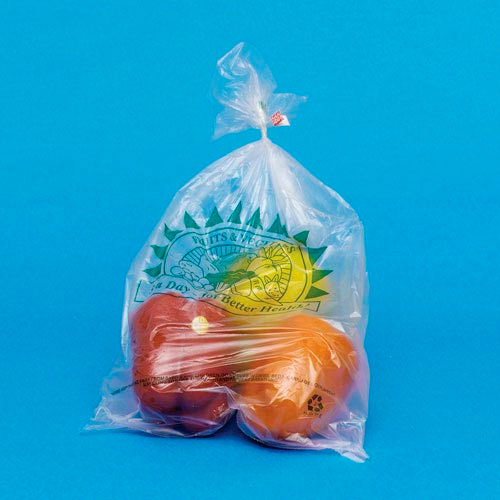 Printed Food Storage Bags, &quot;5 A Day&quot;, 11&quot;W x 19&quot;L, .5 Mil, Clear, 1200/Roll