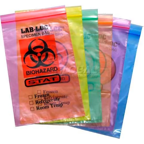 Reclosable 2-Wall Specimen Transfer Bag (Biohazard), 12" x 15", Yellow Tint, Pkg Qty 1000