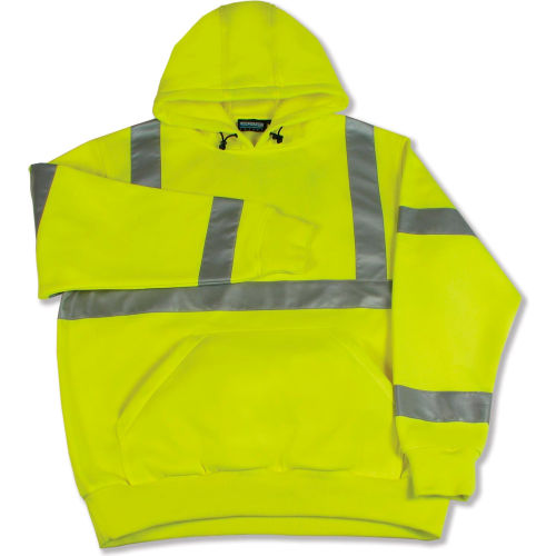 Aware Wear&#174; ANSI Class 3 Hooded, Pull-Over Sweatshirt, 61541 - Lime, Size L