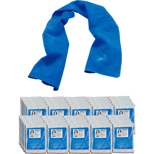 Ergodyne® Cooling Towel, PVA, Blue, Pack of 50