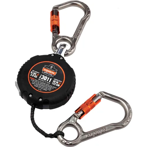 Ergodyne Squids 3011 Retractable Lanyard with Carabiner Mount, Black