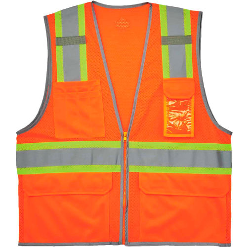 Ergodyne® GloWear® Two-Tone Mesh Vest, Reflective Binding, S/M, Type R, Class 2, Lime