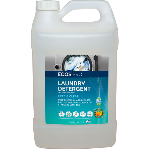 ECOS&#174; Pro Free & Clear 2X Laundry Detergent Liquid, Gallon Bottle, 4 Bottles - PL9764/04