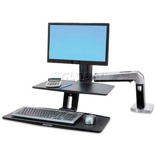 Ergotron® WorkFit-A Sit-Stand Workstation w/Suspended Keyboard, For Standard Monitor