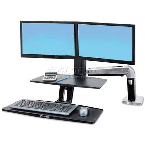Ergotron® WorkFit-A Sit-Stand Workstation w/Suspended Keyboard, For Dual Monitors