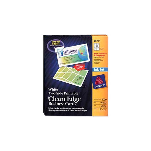 Avery® Two-Side Printable Inkjet Business Card, 2" x 3-1/2", Matte ...