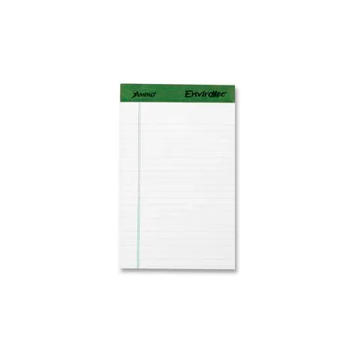 Esselte® Envirotec Jr. Legal Pads, 5" x 8", 15 lb, White, 50 Sheets/Pad