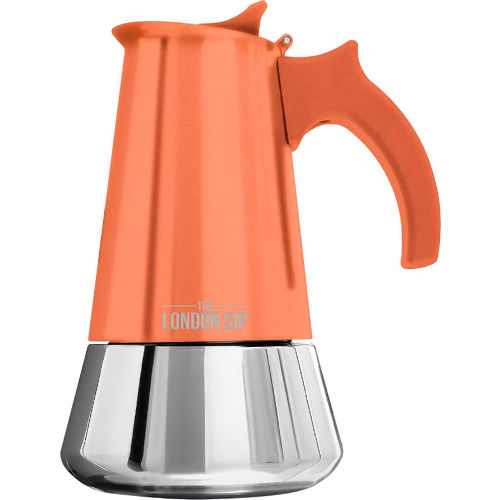 London Sip Espresso Maker, 10 Cups, Stainless Steel, Copper