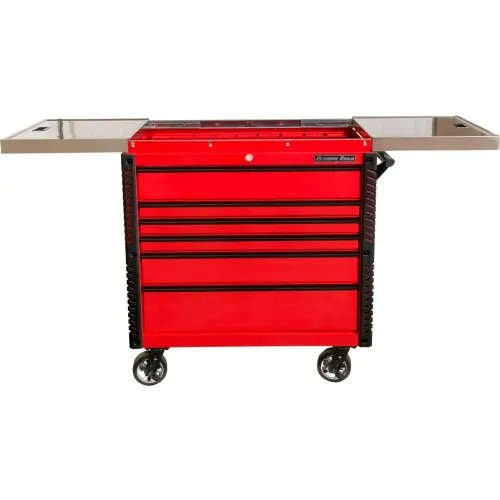 Extreme Tools EX4106TCSRDBK 41W x 25-3/4D x 43-7/8H 6 Drawer Red Sliding  Top Tool Cart