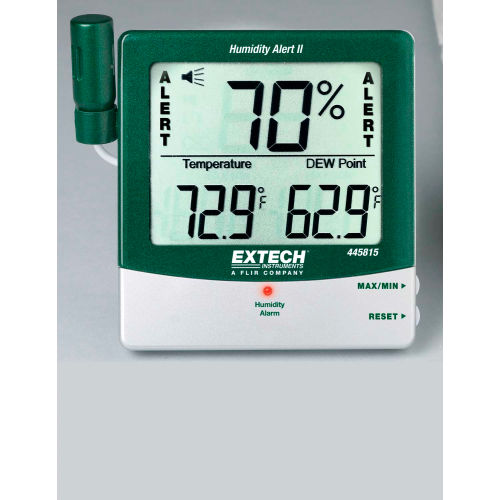 Extech 445815-NIST Big Digit Humidity Alert W/Remote Probe, Adjustable Sensitivity, NIST Certified