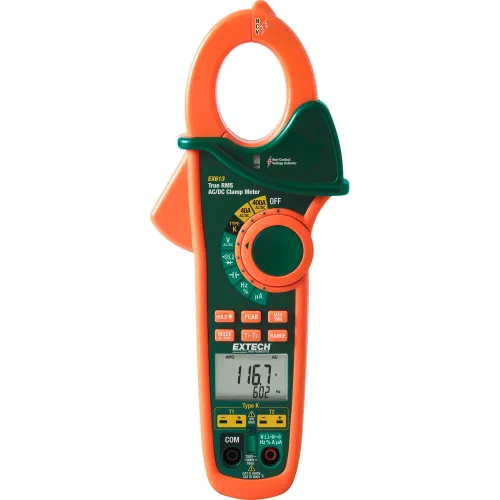 Extech EX613-NIST Clamp Meter, Orange/Green NIST Certified