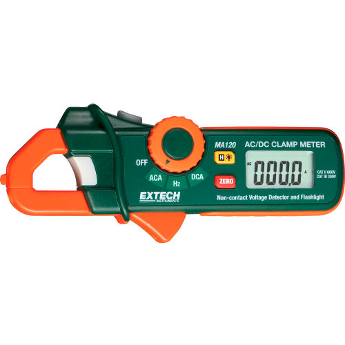 Extech MA120-NIST Mini Clamp Meter &Voltage Detector, Green/Orange NIST Certified