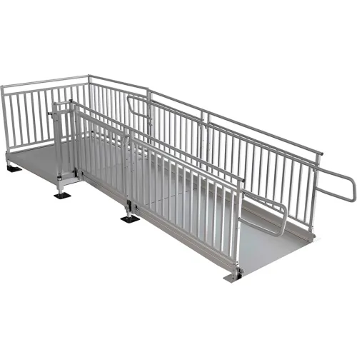 EZ-ACCESS Pathway HD Code Compliant Wheelchair Ramp Kit, 12' x 48W, Guards, 3/pk